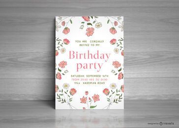 Free Birthday Floral Party Card stock image to download Birthday Floral Party Card FREE Stock Vector, flower, celebration, party picture