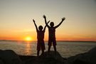 Free Children celebrating at sunset stock image to download Children celebrating at sunset FREE Stock Photo, sunset, children, celebrate picture