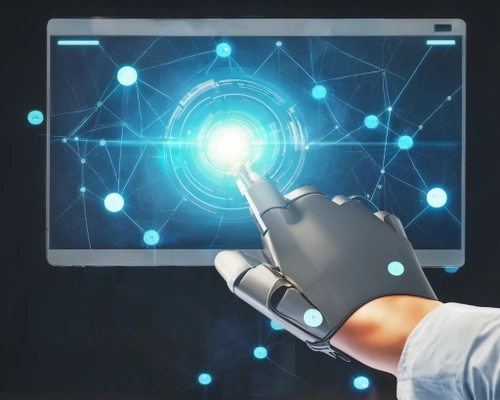 Futuristic AI Interaction FREE Stock Photo, robotics,  technology,  AI picture