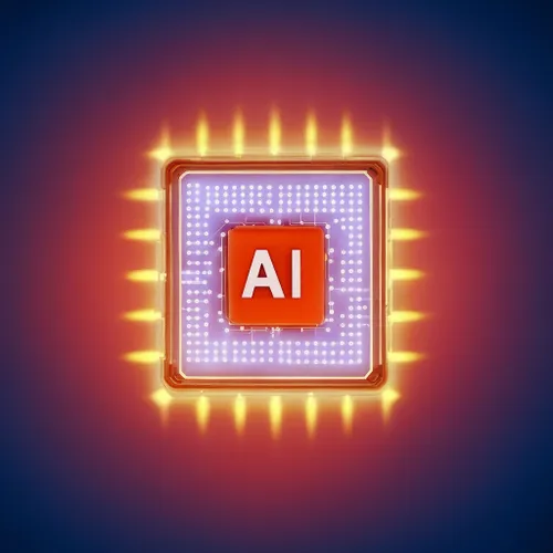 Illuminated AI Circuit FREE Stock Photo, AI,  technology,  microchip picture