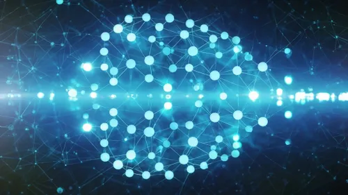 Neon Network Fusion FREE Stock Photo, vibrant, futuristic, abstract picture