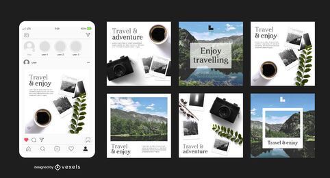 Free Social Travel Set stock image to download Social Travel Set FREE Stock Vector, social-post, post, set picture