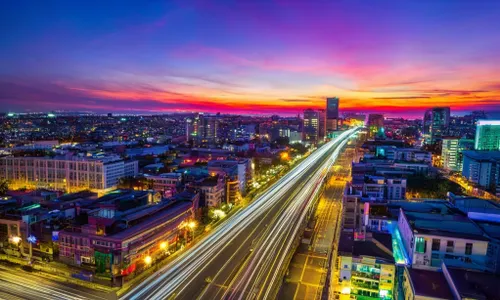 Free Vibrant City Sunset stock image to download Vibrant City Sunset FREE Stock Photo, city, sunset, urban picture